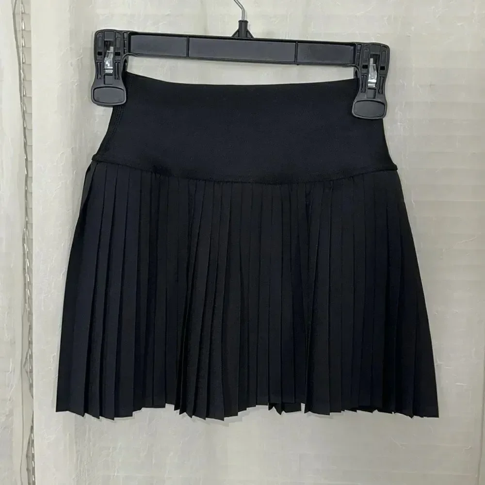 alo yoga XXS Black Pleated Grand Slam Tennis Skirt Built in Skort